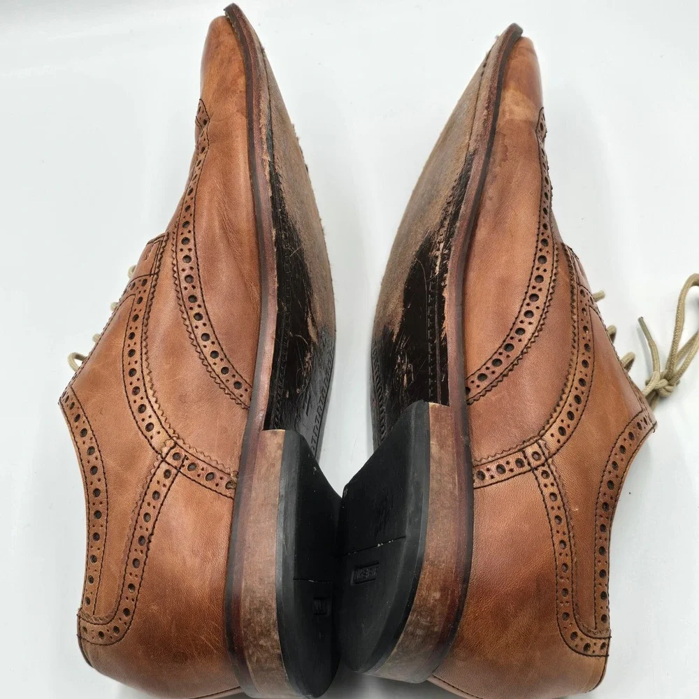 Cole Haan Mens Air Giraldo Wingtip Oxford Shoes Size 11 M  British Tan Leather